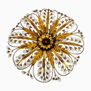 Golden Florentine Flower Shape Flushmount attributed to Banci Firenze, 1970s