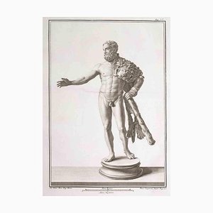 Francesco Cepparili, Statues Romaines Antiques, Gravure Originale, 18ème Siècle, Encadrée