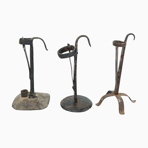 Rustic Metal Candleholders, 1930s, Set of 3