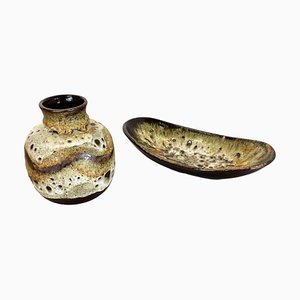 Fat Lava Abstract Pottery Elements attributed to Ruscha, Germany, 1960s