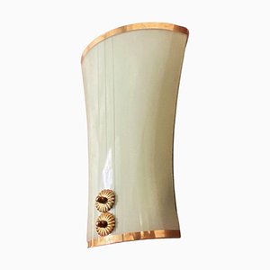 Mid-Century Modern Italian Curved Glass and Brass Wall Lamp, 1950s