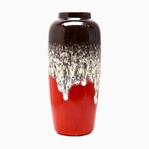 Vintage Bay Fat Lava Floor Vase with Red Drip-Glaze 88-40 W-Germany, 1962