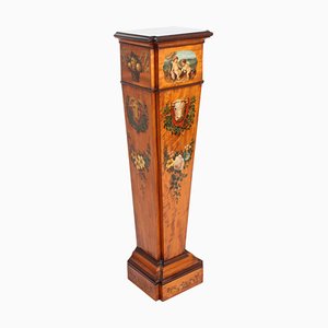 19th Century Edwardian Inlaid & Painted Satinwood Pedestal Stand, 1890s