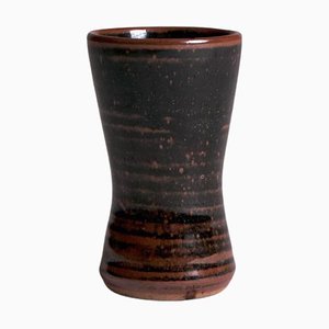 Kleine Glasierte Vase in Schwarz & Braun von Clessidra