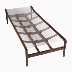Sofá cama de palisandro de HV Jensen, años 50