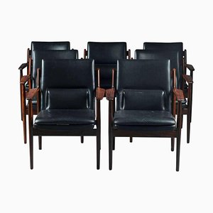 Vintage Armchairs in Rosewood by Arne Vodder for Sibast, 1960s, Set of 7