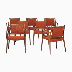 Danish Carvers Chairs in Rosewood by Steffen Syrach Larsen, 1960s, Set of 7