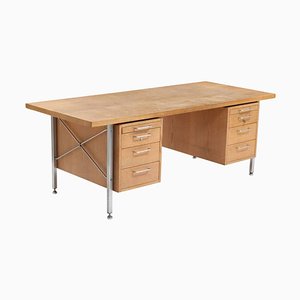 Desk in Oak and Steel by Hans Wegner for Plan Mobler, 1960s