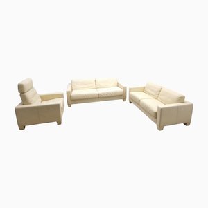 Ds 17 Leather Sofas and Armchair from De Sede, Set of 3