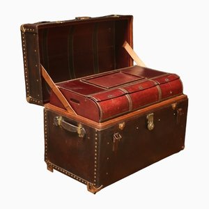 Vintage Curved Leather Trunk