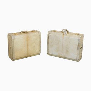 Vintage Parchment Suitcases, 1970s, Set of 2