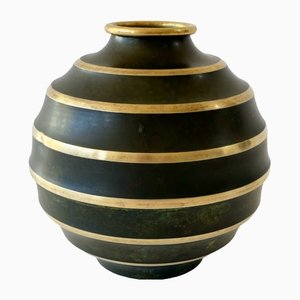 Vase Art Déco en Bronze de SVM Handarbete, Suède, 1930s