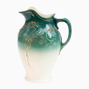 Emerald Green & White Jug with Rocaille Ornament