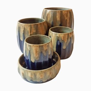 Artistic Ceramic Vases and Plate, Set of 5