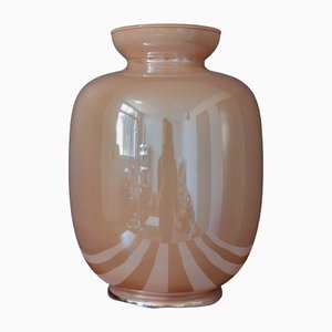 Große Vase aus rosafarbenem Murano Glas