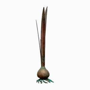Vintage Postmodern Italian Onion Flower Shaped Metal Candleholder from Carnevale, 1980s