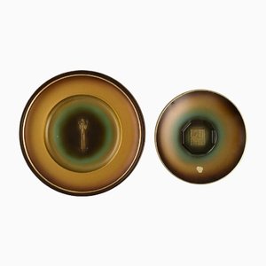Art Deco Patinated Metal Dishes, Sweden, Set of 2