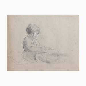 Guillaume Dulac, Portrait of a Young Girl Writing, años 20, Lápiz sobre papel artístico