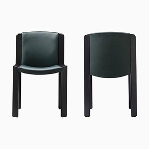 300 Chair in Wood and Leather by Joe Colombo for Karakter, Set of 2