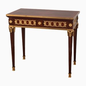 Antique French Napoleon III Game Table in Mahogany with Bronze Details, 19th Century