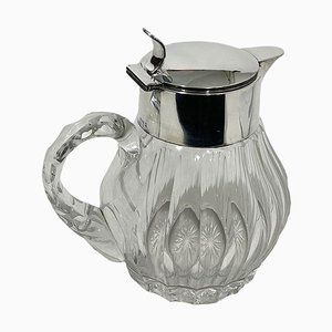 Early 20th Century Silver Mounted Cut-Glass Pitcher from Gebrüder Deyhle, Schwabisch Gmund, 1890s