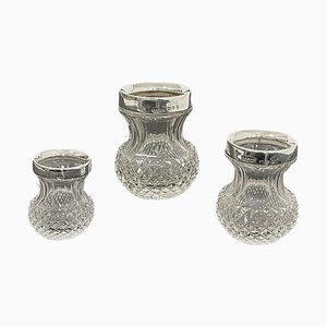 Crystal and Silver Vases from Saunders and Shepard, 1897, Set of 3