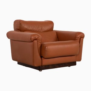 Brown Leather Armchair with Relaxation Function