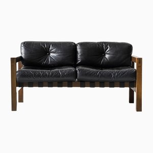 Black Leather Sofa, 1970s