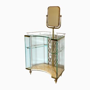 Dressing Table in Glass & Brass in Style of Gio Ponti, 1940s