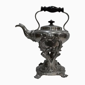 Teiera Samovar in stile Luigi XV in rame argentato, fine XIX secolo