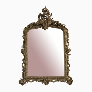 Antique Large Decorative Gilt Wall or Overmantle Mirror, 19th Century
