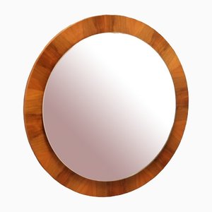 Round Mirror on Teak Plate