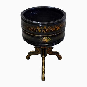 Napoleon III Planter in Blackened Wood with Gold Details, 19th Century