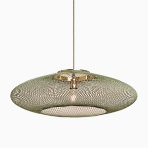 Grande Lampe Ufo Motif en Fibre Vert Mousse par Atelier Robotiq