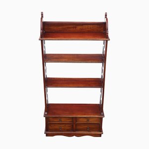 Antique Mahogany Fretwork Bookcase with Trinket Drawers, 1900s