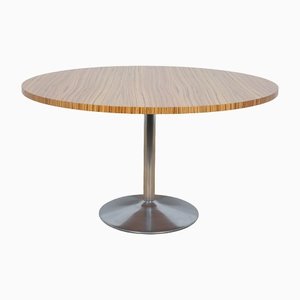 Mid-Century Zebrawood Round Dining Table, 1970s