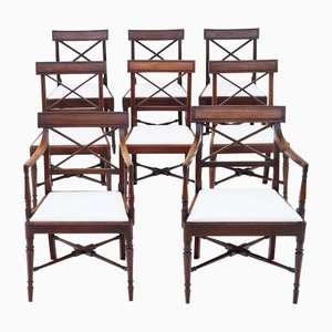 Antique Regency Mahogany X-Frame Dining Chairs, Early 19th Century, Set of 8