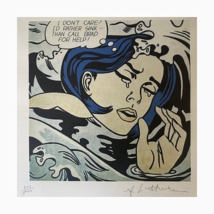 Roy Lichtenstein, Drowning Girl, Lithograph, 1950s