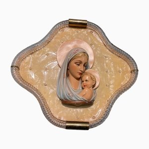 Murano Glass Virgin Mary Torchon Picture Frame by Venini , 1950s