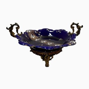 Napoleon III Blue Porcelain Bowl, Lunéville, Late 19th Century