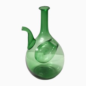 Vintage Green Blown Glass Jug with Ice Bucket, Empoli, Italy, 1940s