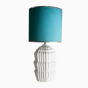 Italian Enameled Ceramic and Brass Table Lamp attributed to Tommaso Barbi, 1960s