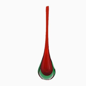 Red & Green Vase by Flavio Poli, 1960s