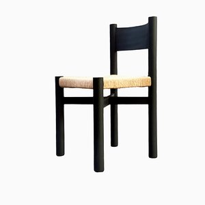 Meribel Black Chair by Charlotte Perriand for Sentou, 1965