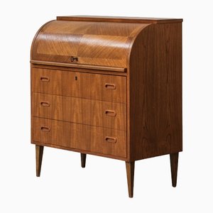 Mahogany Rolltop Secretary attributed to Egon Ostergaard, Sweden, 1960s