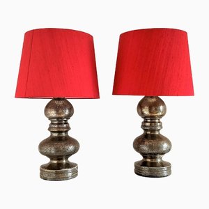 Large Mid-Century Italian Pottery Table Lamps by Aldo Londi for Bitossi, 1960s, Set of 2