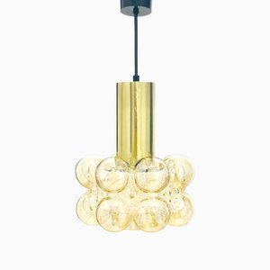 Mid-Century Modern Amber Bubble Glass Pendant Light by Helena Tynell for Limburg, Germany, 1960s