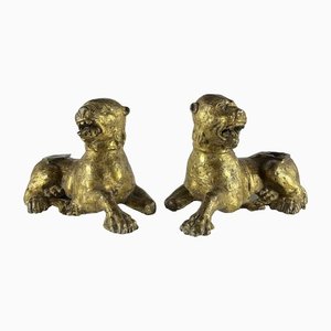 Nuremberg Lions in Gilt Bronze, 1500s, Set of 2