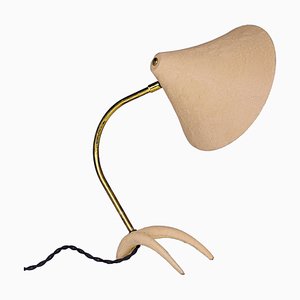 Messing und Beige Krähenfuß Tischlampe, 1950er