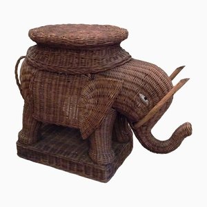 Piedistallo a forma di elefante in vimini, anni '60